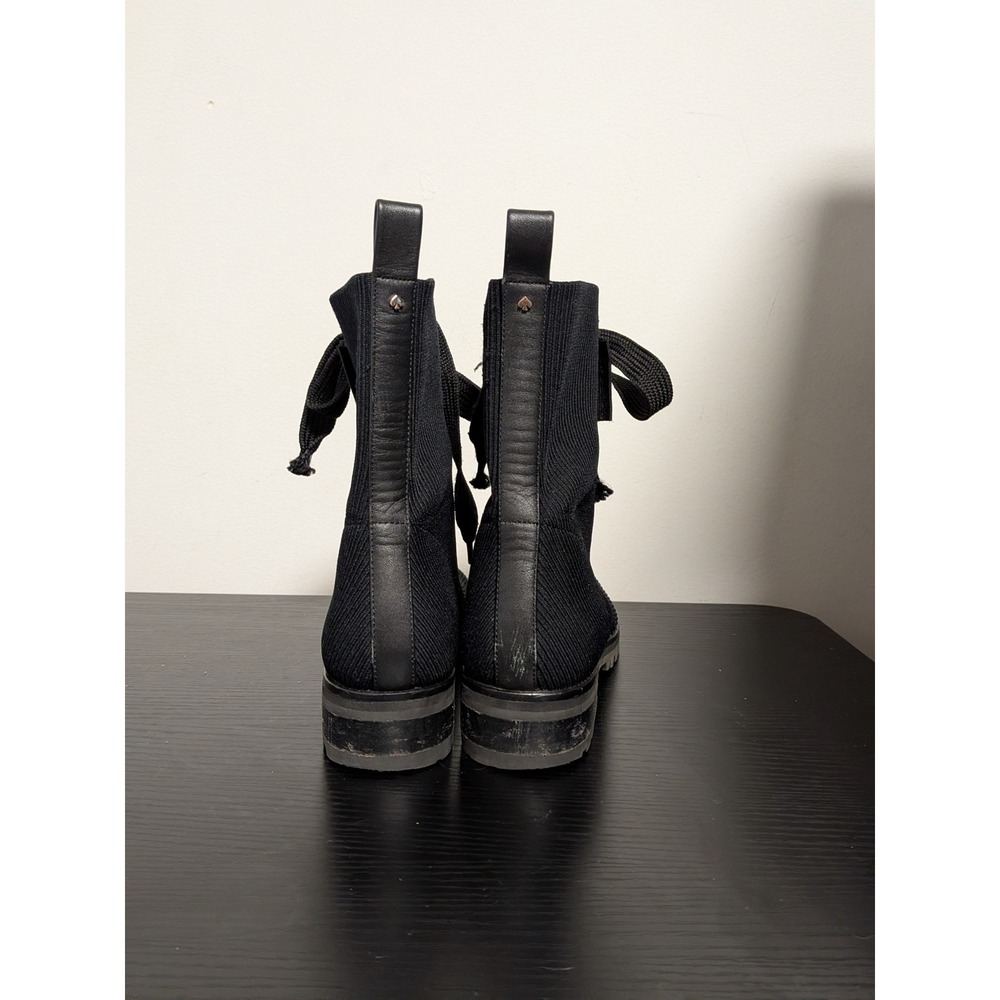 Kate Spade New York Knit Combat Boots Black Ribbed Lace Up Lug Sole Womens 8B - Picture 3 of 14